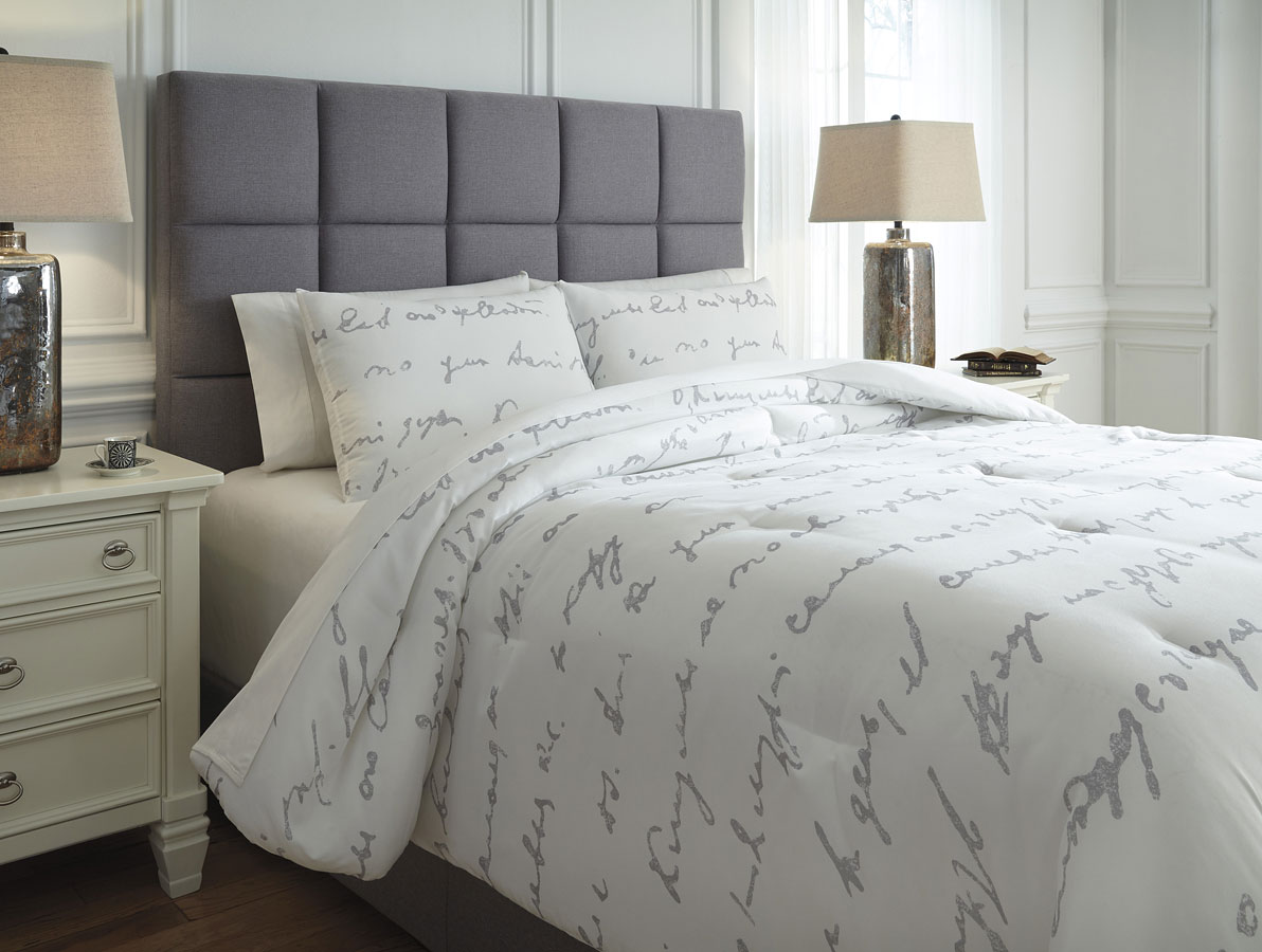 Adrianna White And Gray Comforter Set Signature Design Furniture Cart