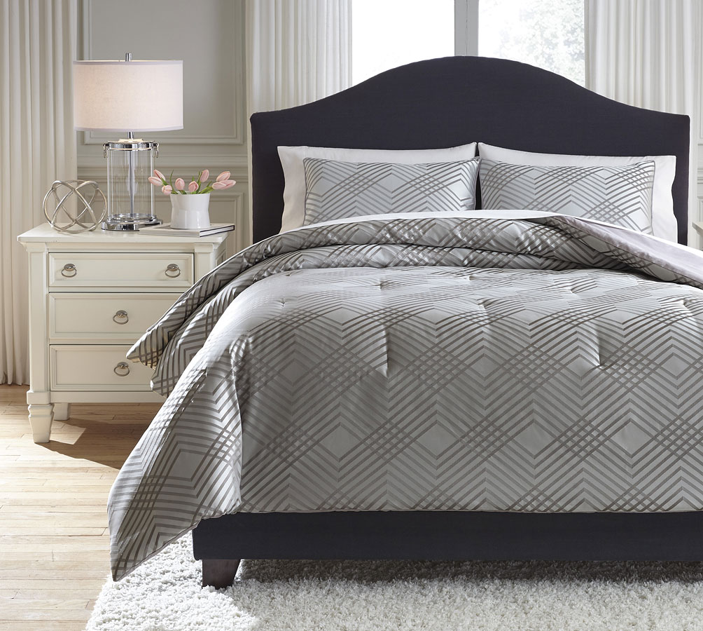 Anjelita Pewter Comforter Set Signature Design | Furniture Cart