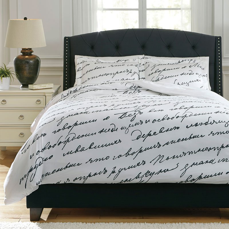 Amantipoint White Gray Duvet Cover Set Signature Design