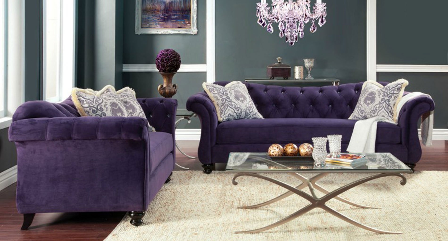 ashley furniture antoinette living room purple