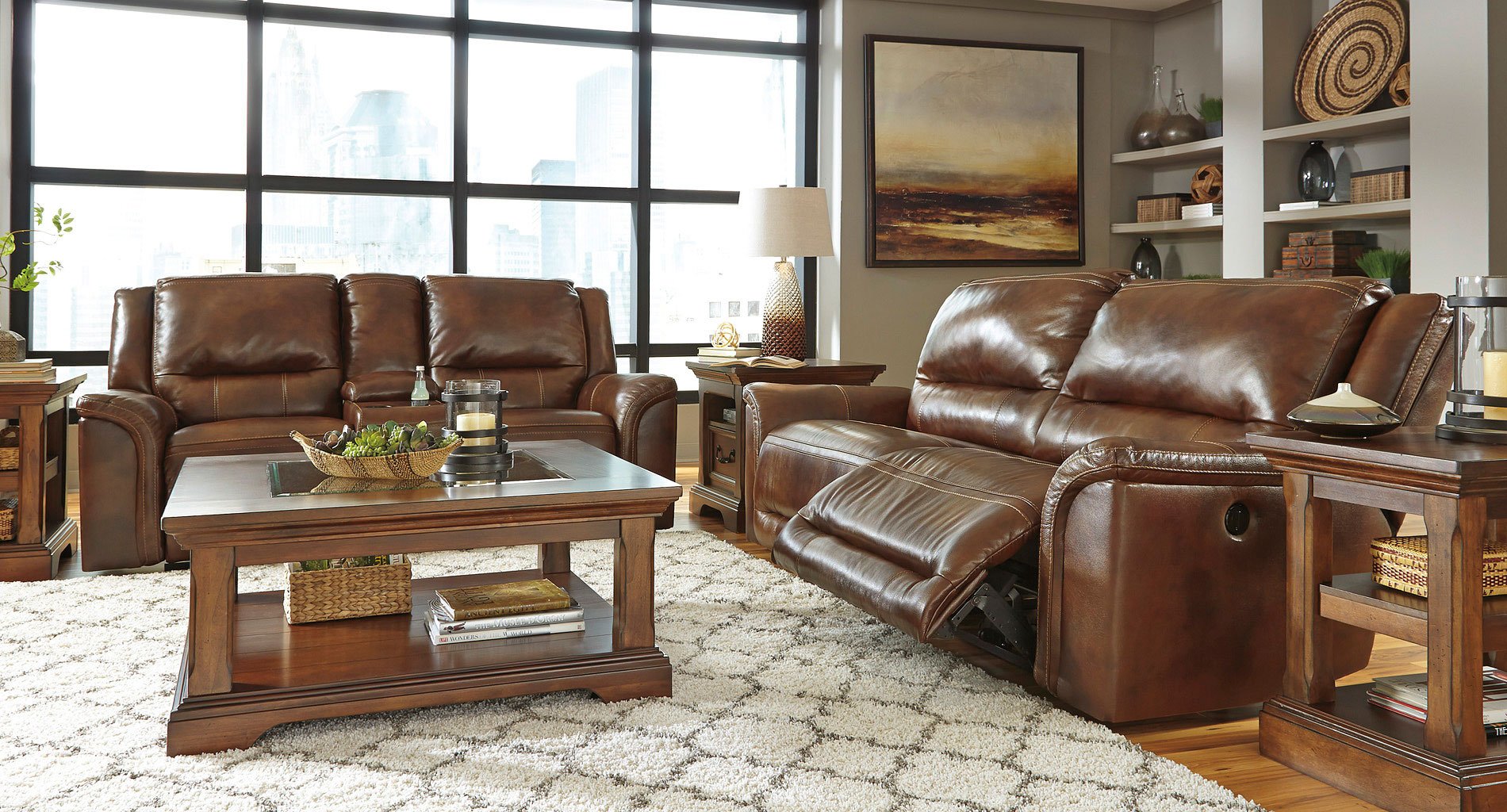 Leather Power Reclining Living Room Set