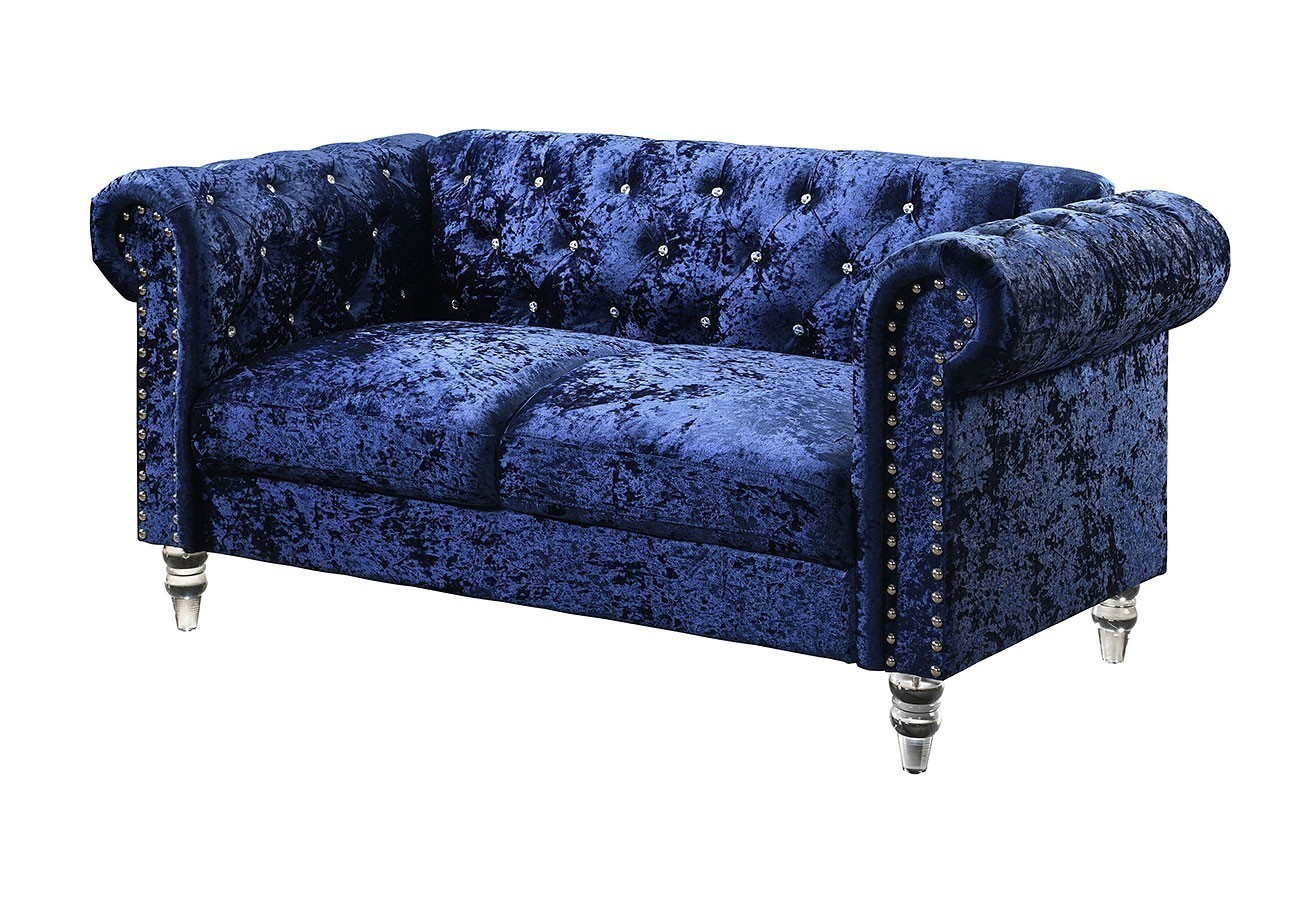 U9550 Crushed Blue Velvet Loveseat Global Furniture Furniture Cart