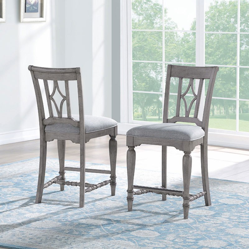 Plymouth Upholstered Counter Height Chair (Grey) (Set Of 2) Flexsteel