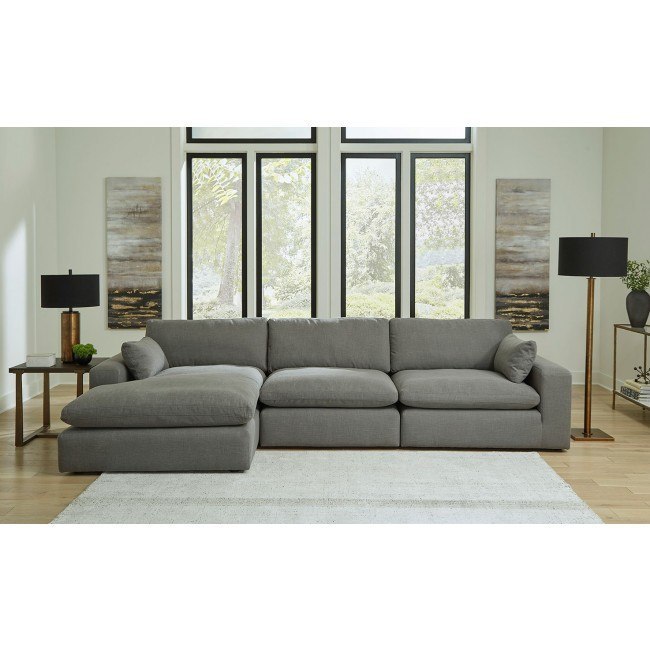 Elyza Smoke Left Chaise Sofa BenchCraft Furniture Cart