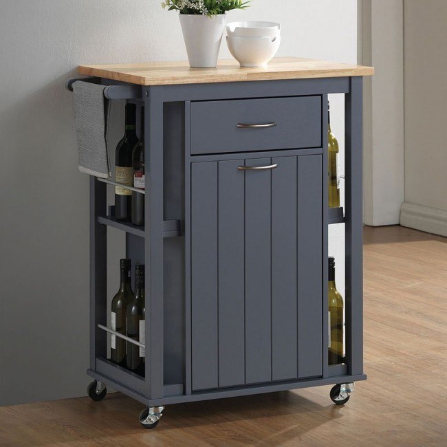 small kitchen cart with butcher block top