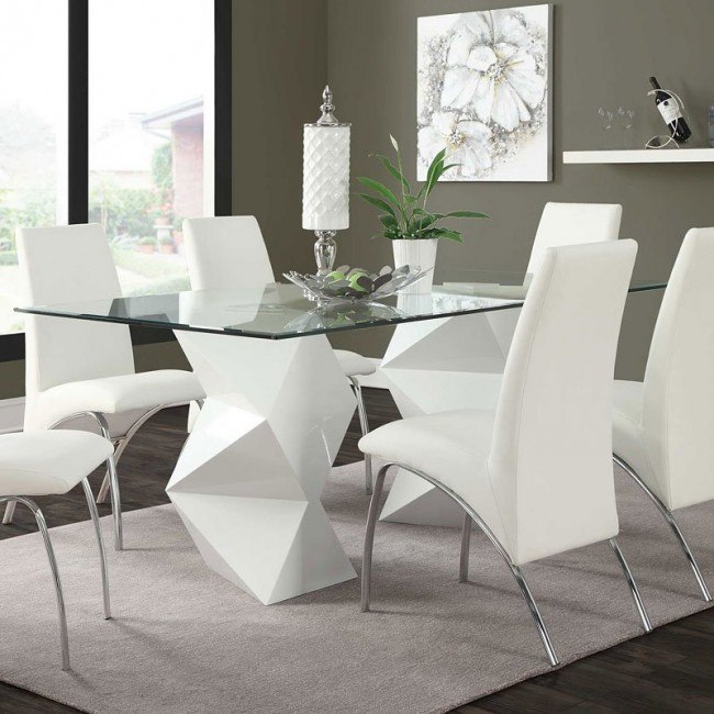Ophelia Dining Table Glossy White Coaster Furniture 1 Reviews Furniture Cart