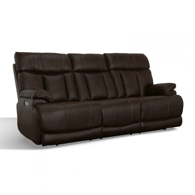 Clive Fabric Power Reclining Sofa (Dark Brown) Flexsteel | Furniture Cart