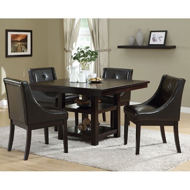 174 Series Square Dining Room Set W/ Brown Chairs Monarch Specialties