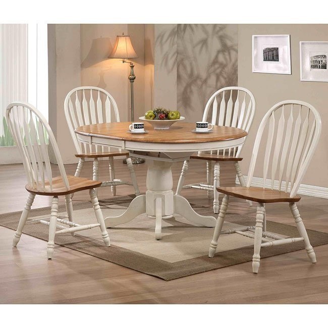 Missouri Round Dining Room Set Antique White Rustic Oak Eci Furniture 4 Reviews Furniture Cart