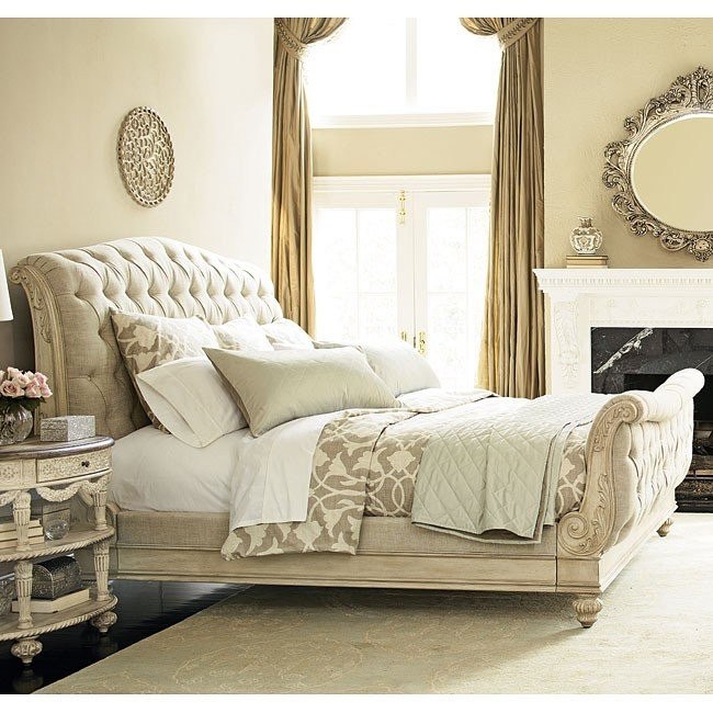 Jessica Mcclintock The Boutique Sleigh Bed White Veil American Drew 1 Reviews Furniture Cart