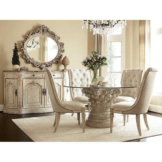 Jessica Mcclintock The Boutique Round Dining Room Set White Veil American Drew Furniture Cart