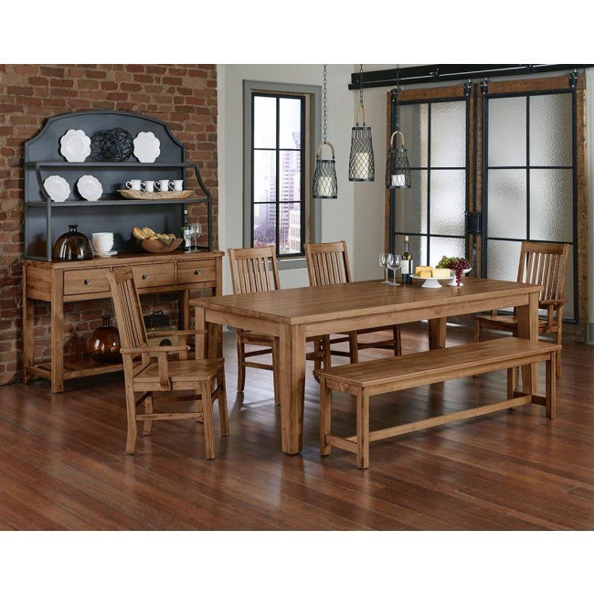 Simply Dining Wood Top Dining Set W Roll Top Chairs Natural