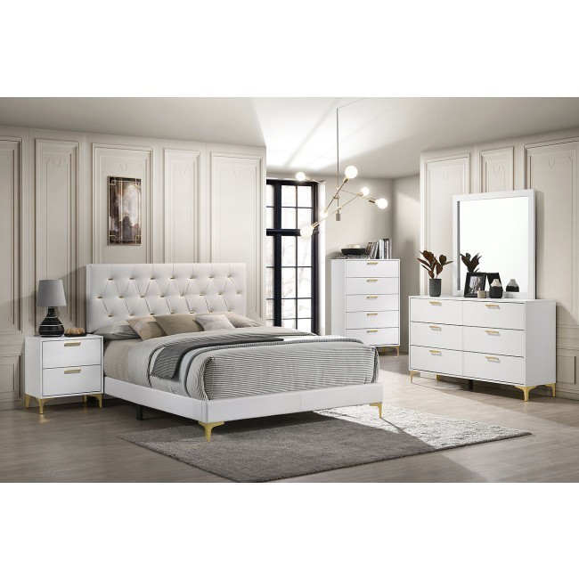 Kendall White Upholstered Bedroom Set Coaster Furniture | Furniture Cart