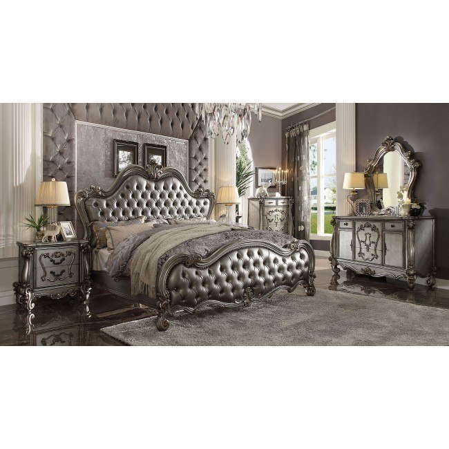 Versailles Ii Upholstered Bedroom Set Antique Platinum Versailles Ii Upholstered Bedroom Set Antique Platinum