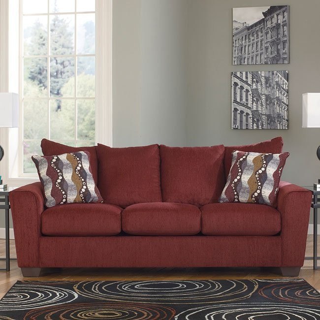 Brogain Burgundy Sofa Benchcraft Furniture Cart