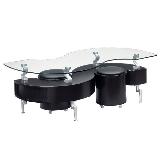 288 Black Coffee Table W/ Black Seats Global Furniture ...