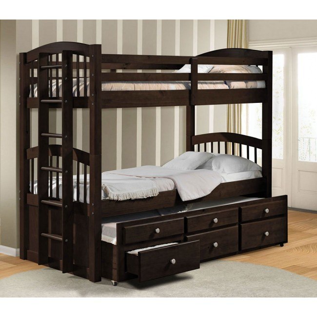 Micah Twin Bunk Bed W/ Trundle (Espresso) Acme Furniture Furniture Cart