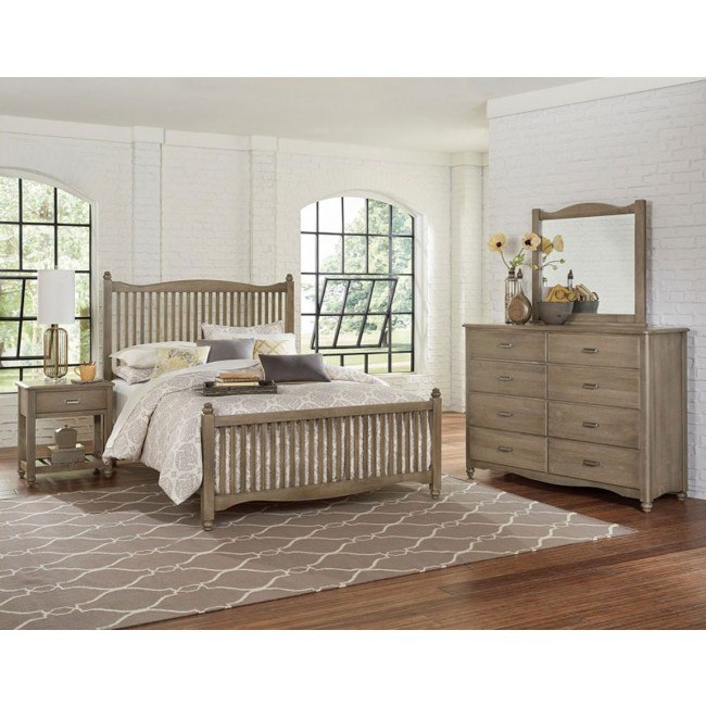 American Maple Slat Panel Bedroom Set Rustic Grey