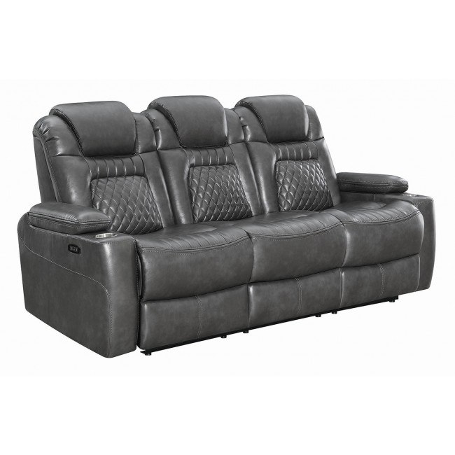 Korbach Reclining Sofa W Headrests Charcoal Coaster Korbach Reclining Sofa W