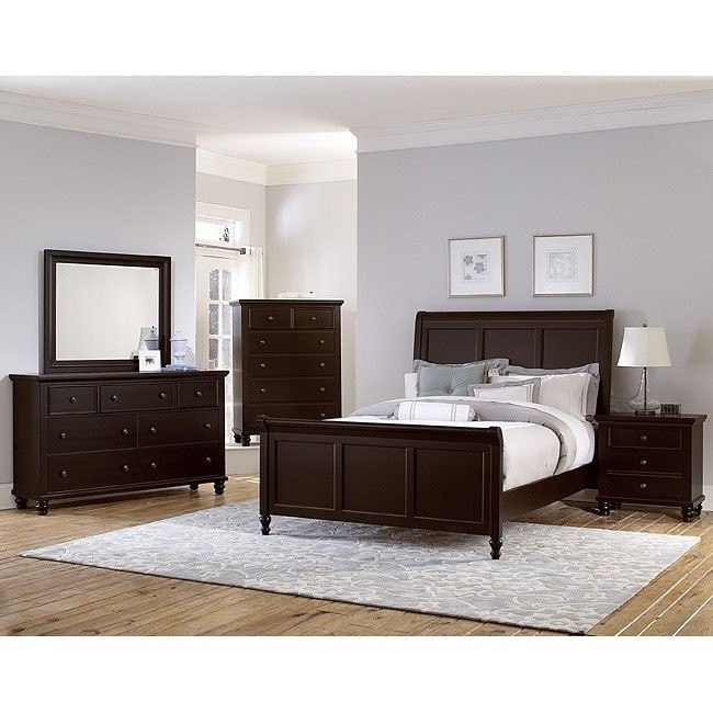 Ellington Sleigh Bedroom Set (Merlot) Vaughan Bassett ...