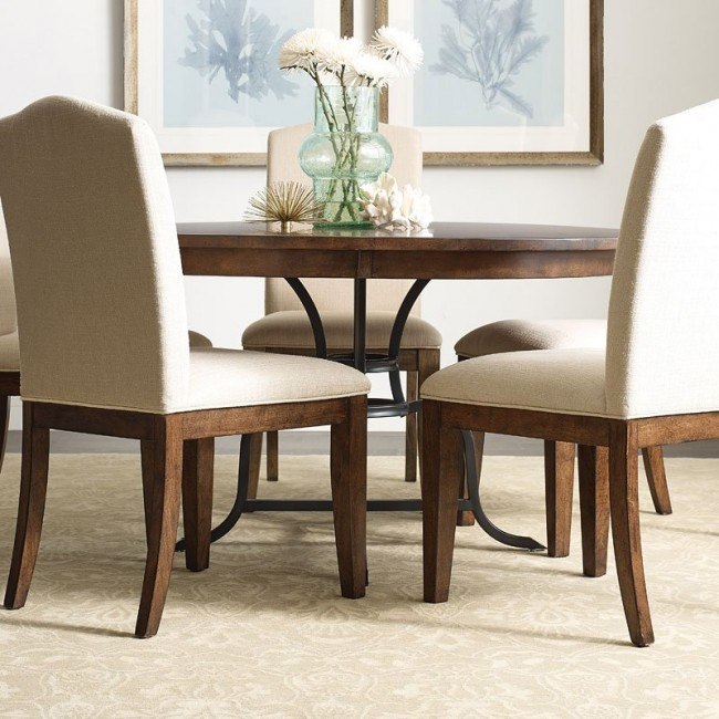 The Nook 54 Inch Round Metal Dining Table (Maple) Kincaid Furniture