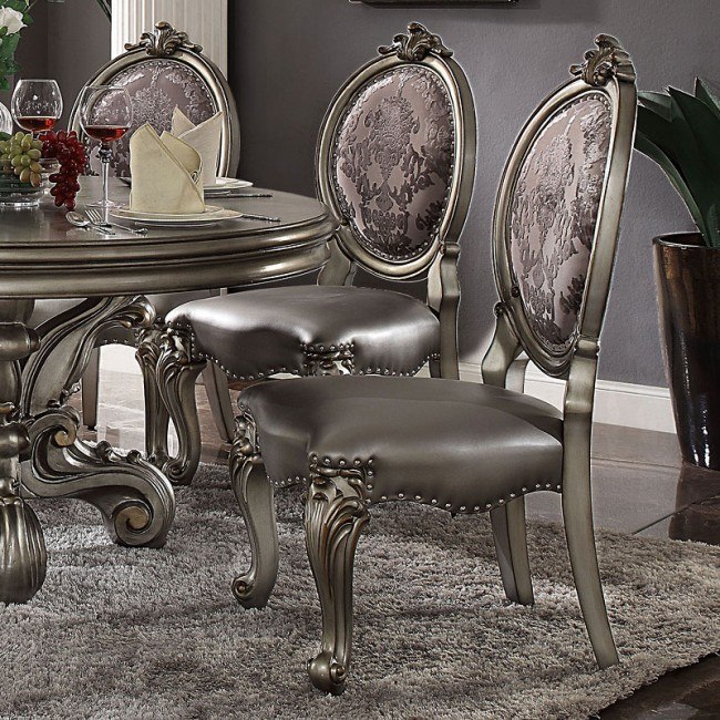 Versailles Side Chair Antique Platinum Set Of 2 Acme Furniture
