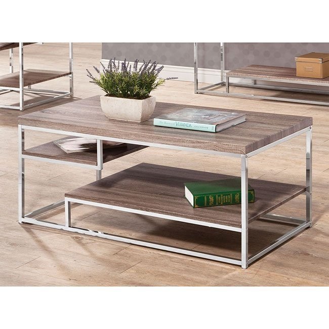Reclaimed Wood Coffee Table W Shelves Coaster Furniture Furniture Cart