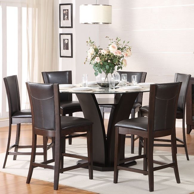 Daisy Round Counter Height Dinette With Brown Chairs Homelegance ...