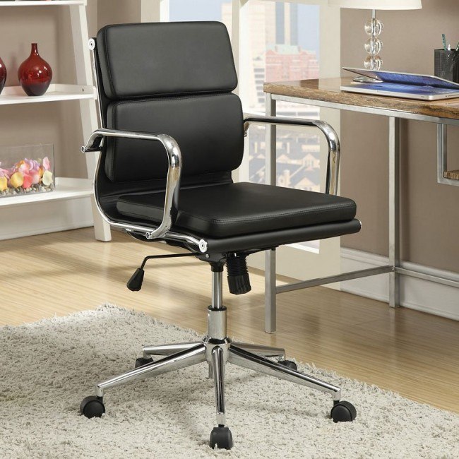 Modern Padded Office Chair Black Coaster Furniture Furniture Cart