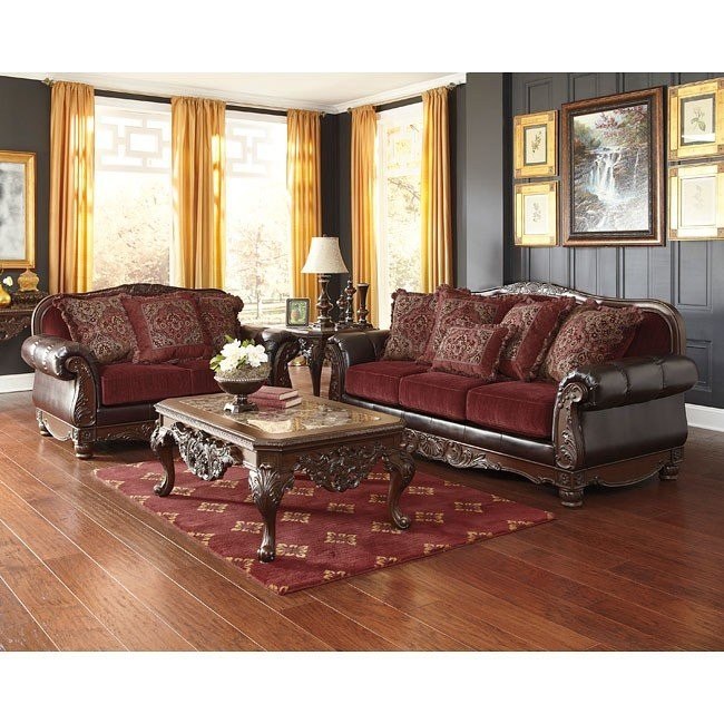 Weslynn Place Burgundy Living Room Set BenchCraft, 2 Reviews