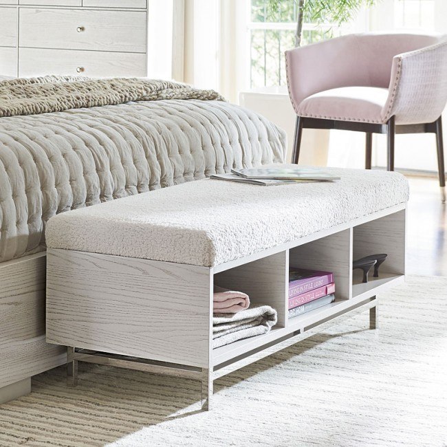 White Storage Bench For End Of Bed