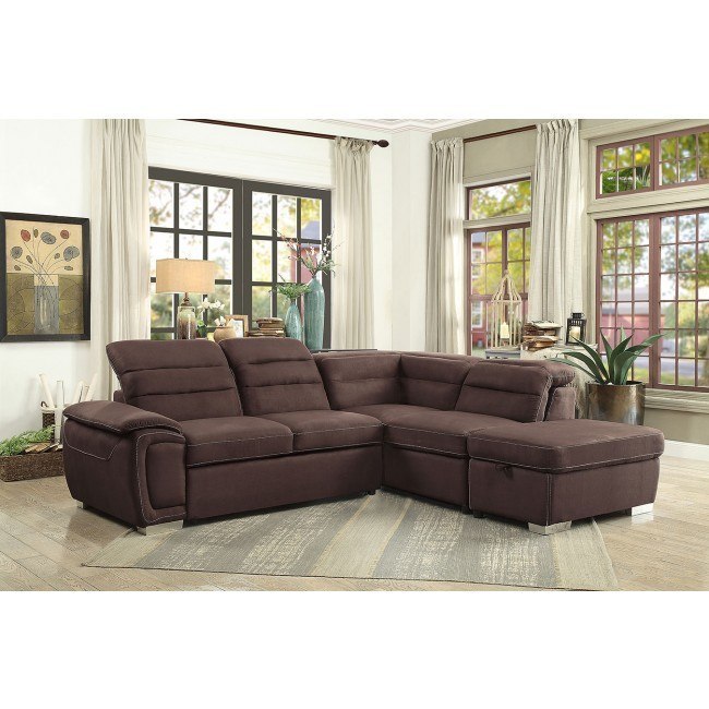 Platina Sectional W Pull Out Bed And Storage Ottoman Homelegance