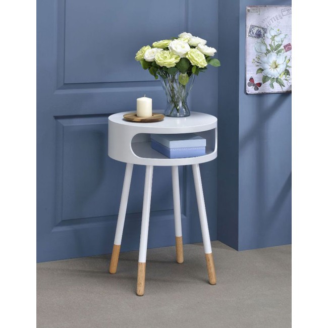 ACME Furniture Sonria White Round End Table | LFD Home Furnishing-883430