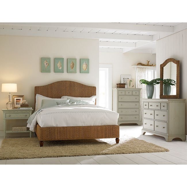 Ashby Park Banana Leaf Weave Bedroom Set American Drew Furniture Cart