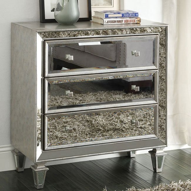 Antique Silver Mirrored Accent Cabinet Coaster Furniture Furniture Cart