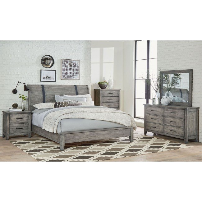 Nelson Sleigh Bedroom Set (Grey) Standard Furniture ...