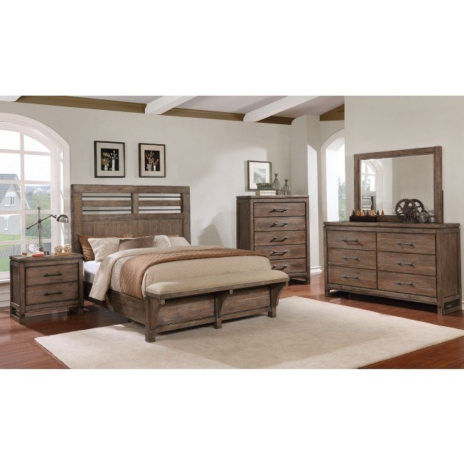 Round Rock Panel Bedroom Set W Bench