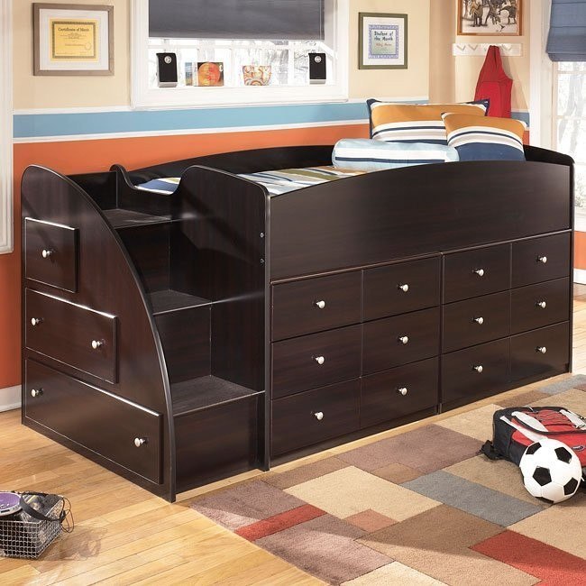 Embrace Loft Bed W Drawers And Left Steps Signature Design