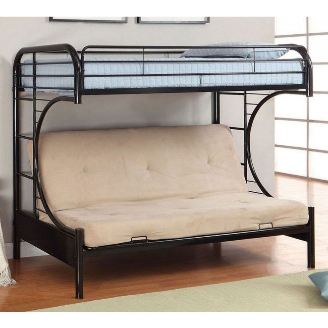 bunk bed with futon and desk