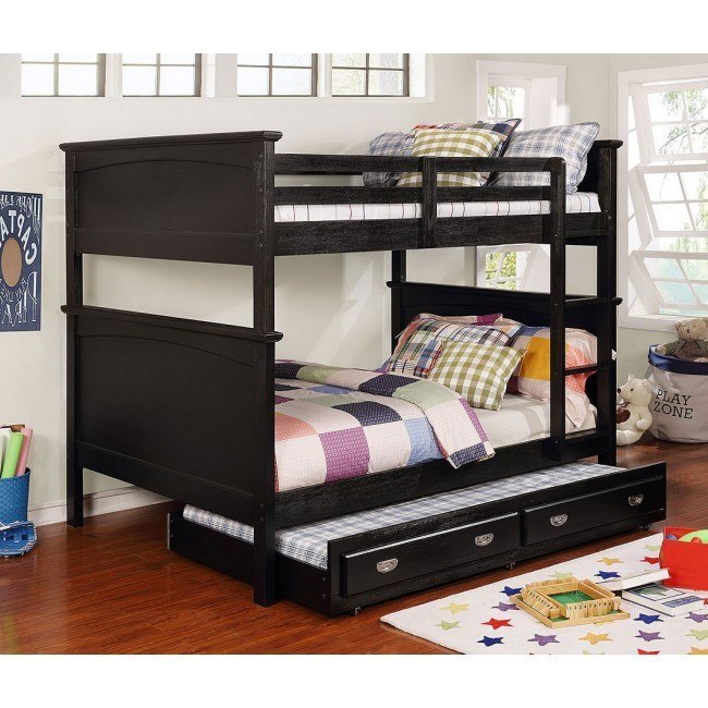 black bunk bed with trundle