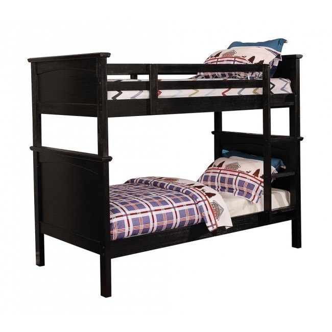 black bunk bed