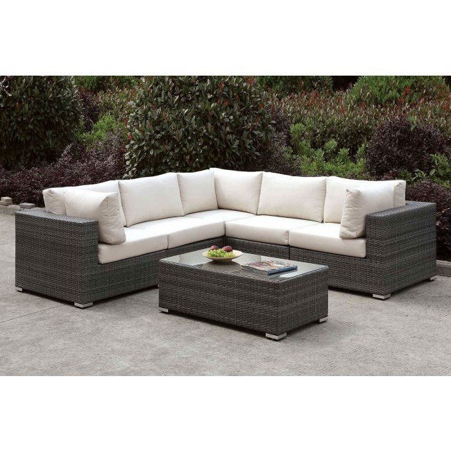 Somani Outdoor LShaped Sectional Set (Configuration 13) Furniture Of America Furniture Cart