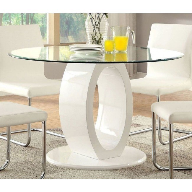 Lodia I White Round Dining Table Furniture Of America Furniture Cart
