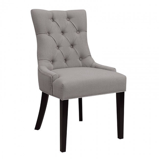 Grey Button Tufted Dining Chair Accentrics Home Furniture Cart