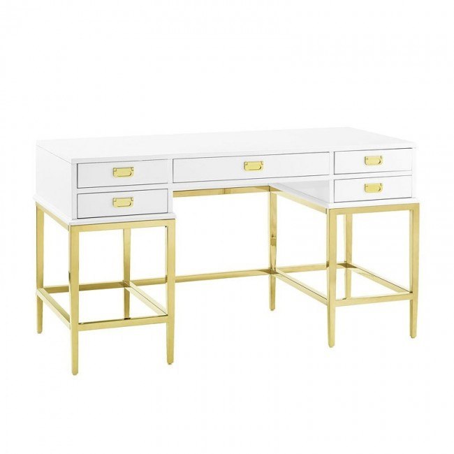 Stainless Steel And Antique Glass Accent Desk Pulaski Furniture
