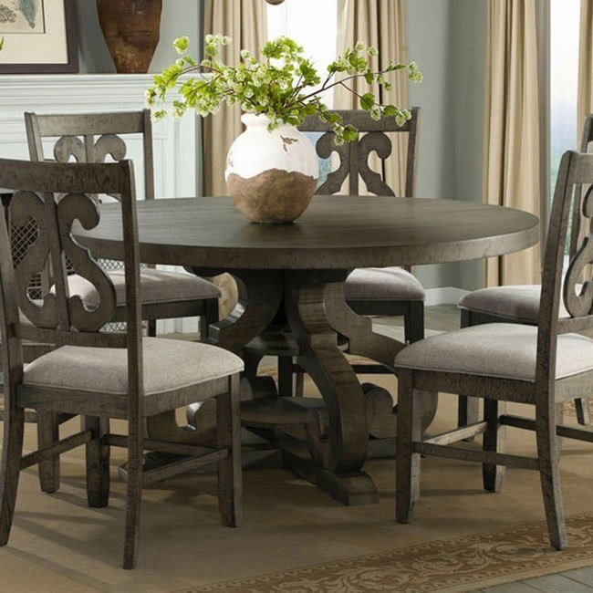 grey dining table set round