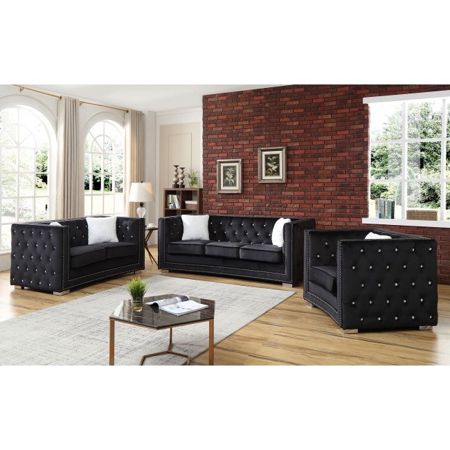 Miami Living Room Set (Black) Glory Furniture Furniture Cart