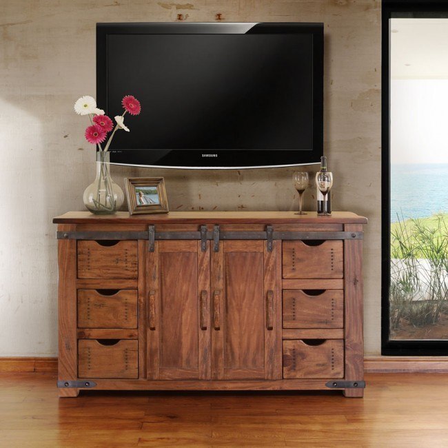 Parota 60 Inch TV Stand W/ 6 Drawers IFD Furniture ...