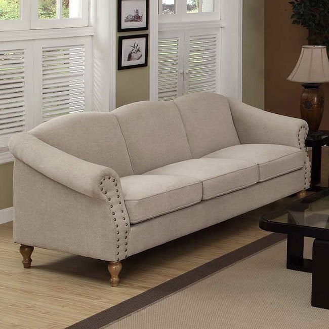Maxwell Sofa (Sand Linen Fabric) Armen Living Furniture Cart