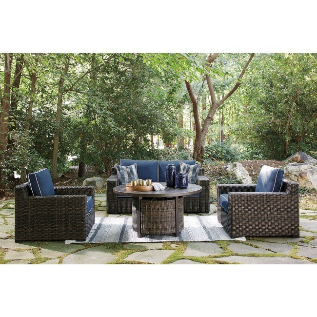 Grasson Lane Outdoor Fire Pit Table Set Signature Design Furniture Cart